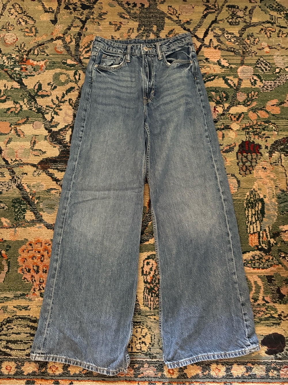 h&m wide leg ultra high rise jeans medium blue wash - Picture 2 of 3